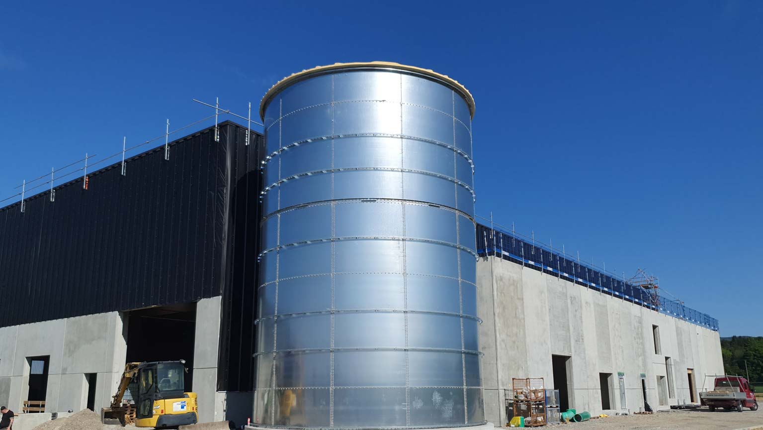 Erich Müller GmbH, Baufortschritt Löschwassertank