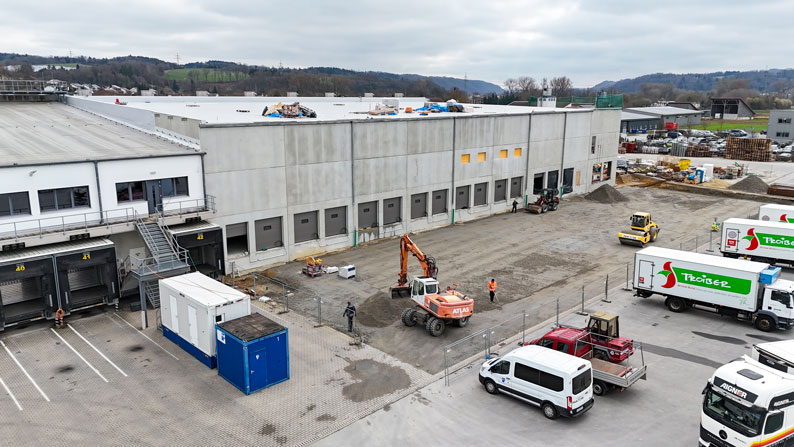 Luftaufnahme der Baustelle auf die zukünftigen Loadhouses, KOCH Gruppe